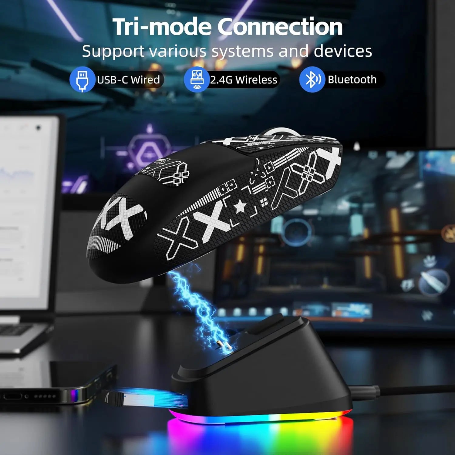 Attack Shark G3 Pro Wireless Gaming Mouse with Charging Dock - Black - PakByte Computers  