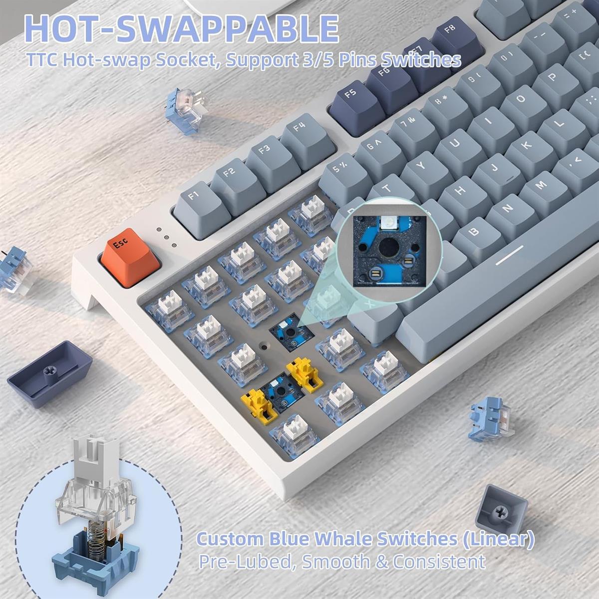 Attack Shark K86 Wireless Keyboard - Lavender Blue - PakByte Computers  