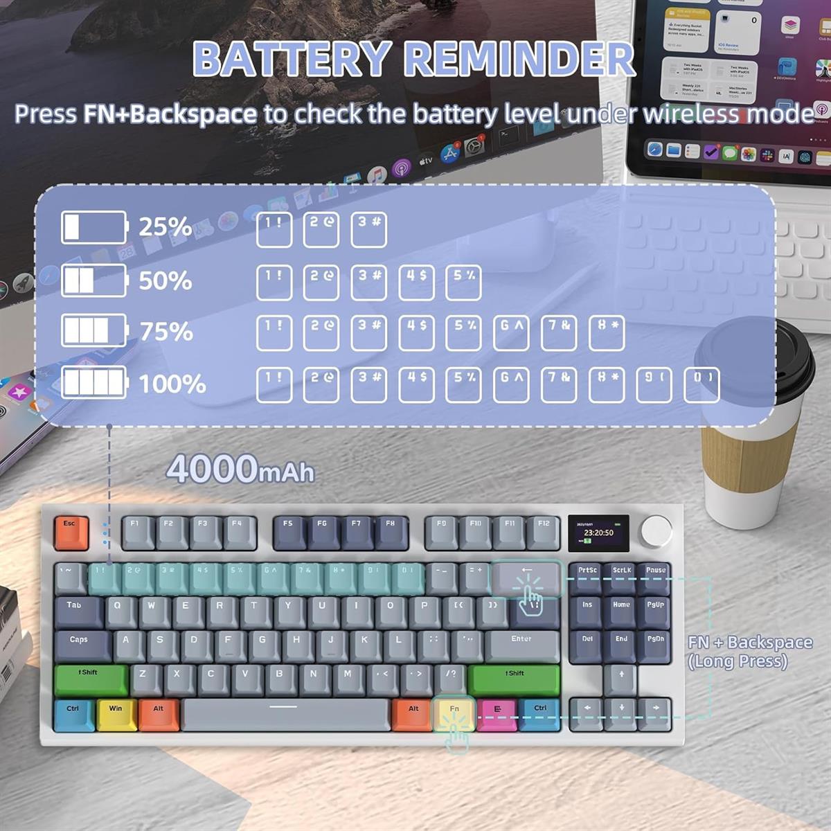 Attack Shark K86 Wireless Keyboard - Lavender Blue - PakByte Computers  