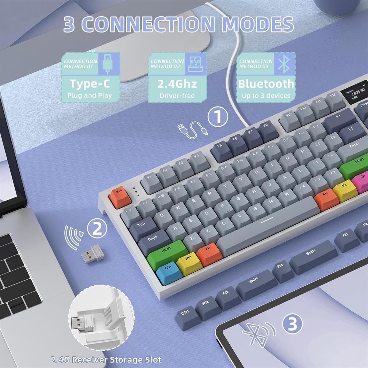 Attack Shark K86 Wireless Keyboard - Lavender Blue - PakByte Computers  
