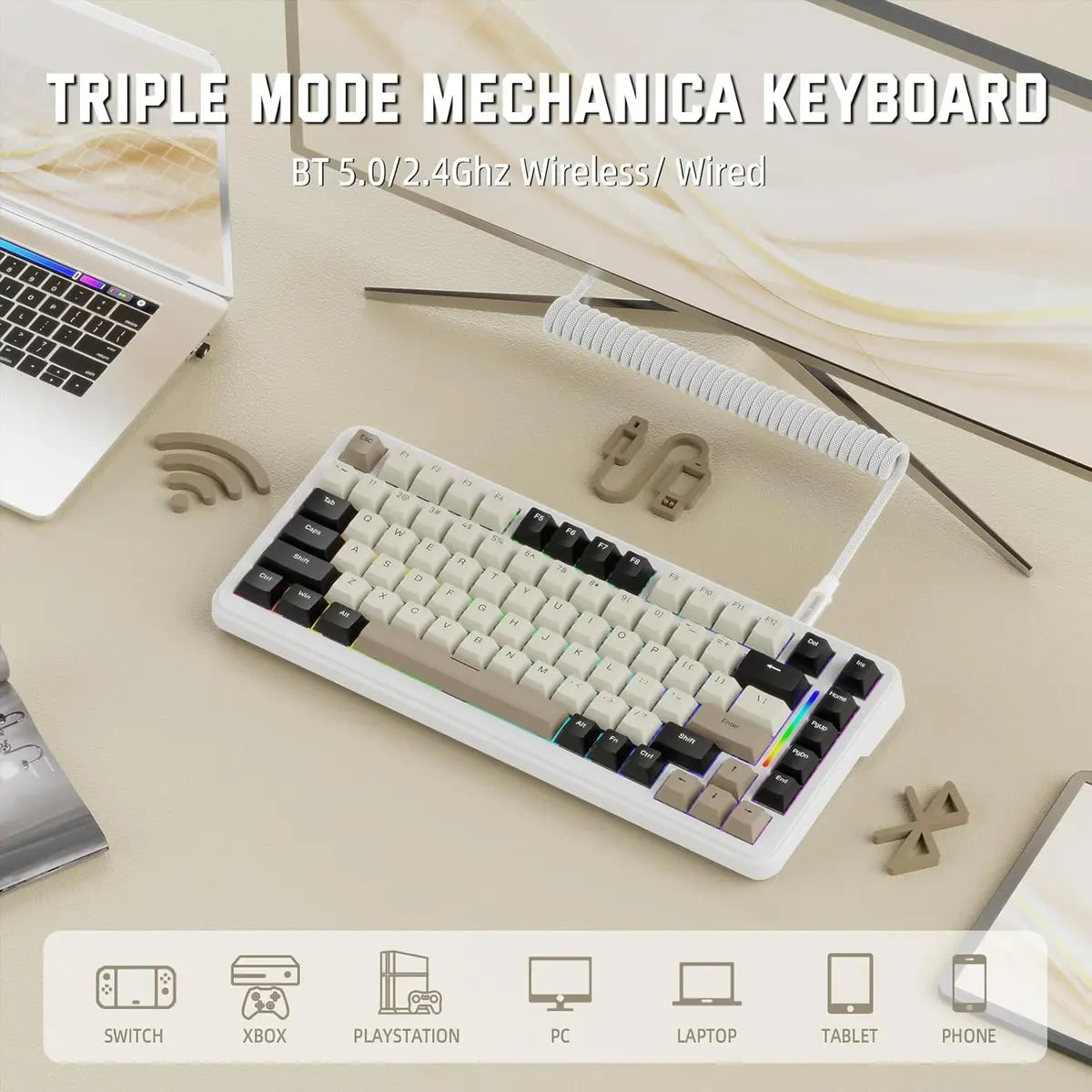 Attack Shark M86 Wireless Mechanical Keyboard - Cheese White