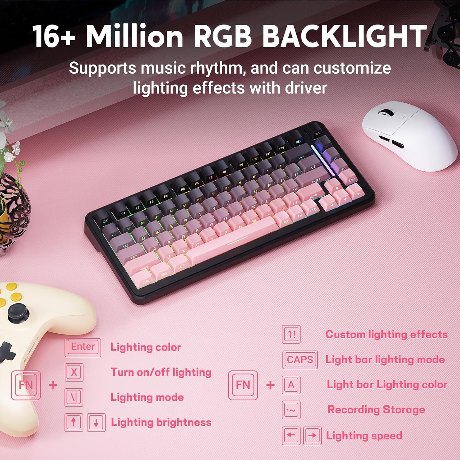 Attack Shark M86 Wireless Mechanical Keyboard - Pink Gradient