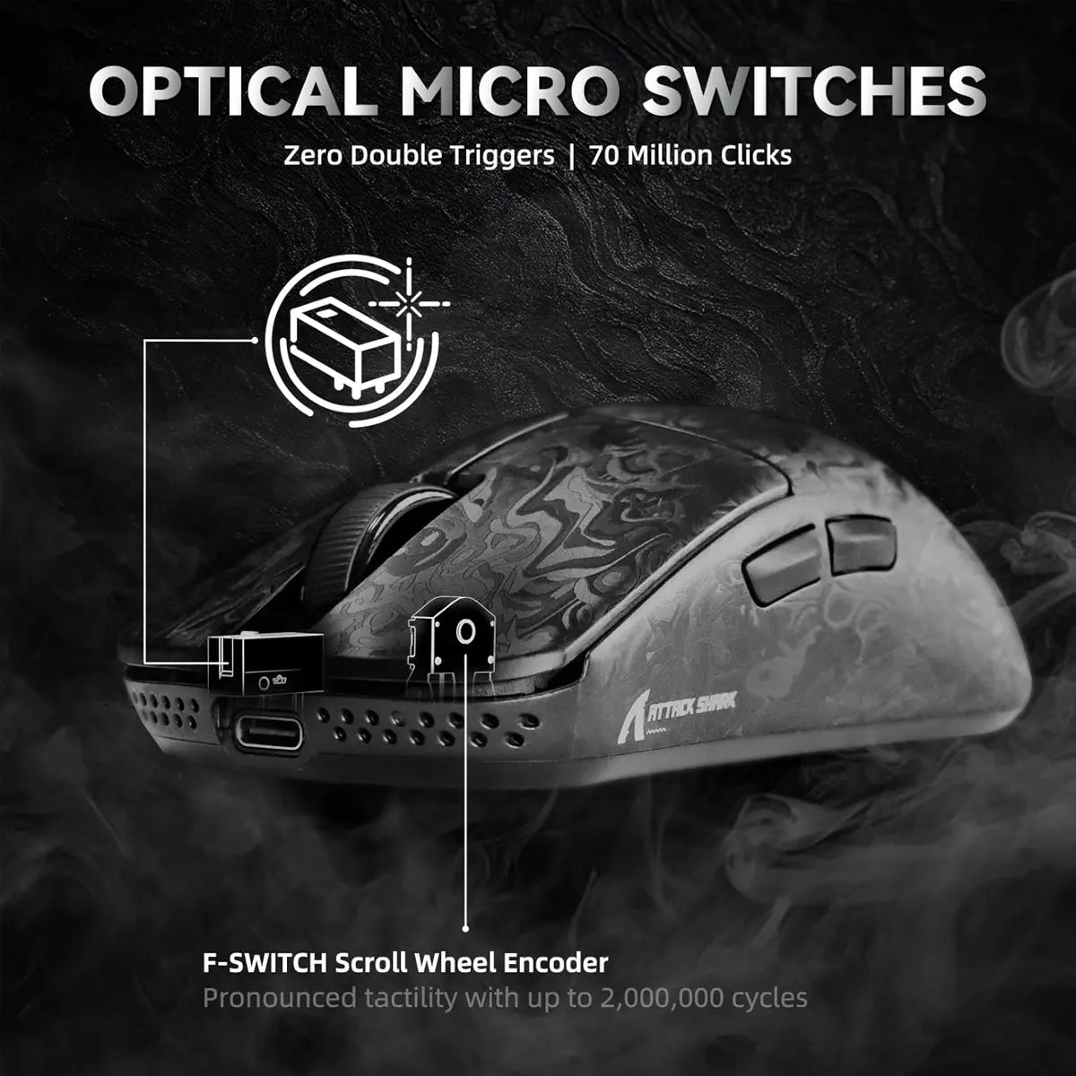 Attack Shark R11 Ultra 8K Carbon Fiber Wireless Gaming Mouse - Black Ink