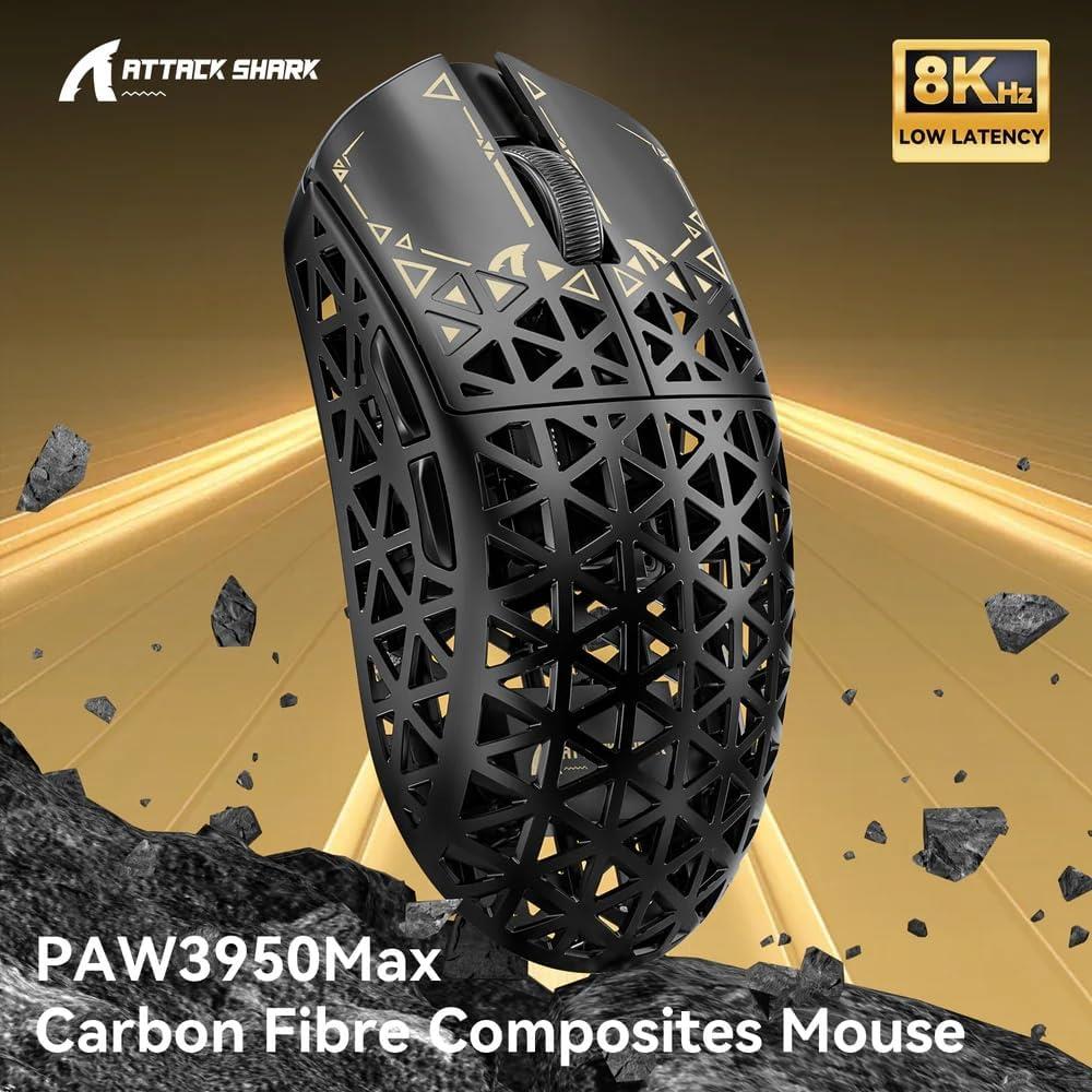 Attack Shark R5 Ultra 8K Carbon Fiber Wireless Gaming Mouse - Black