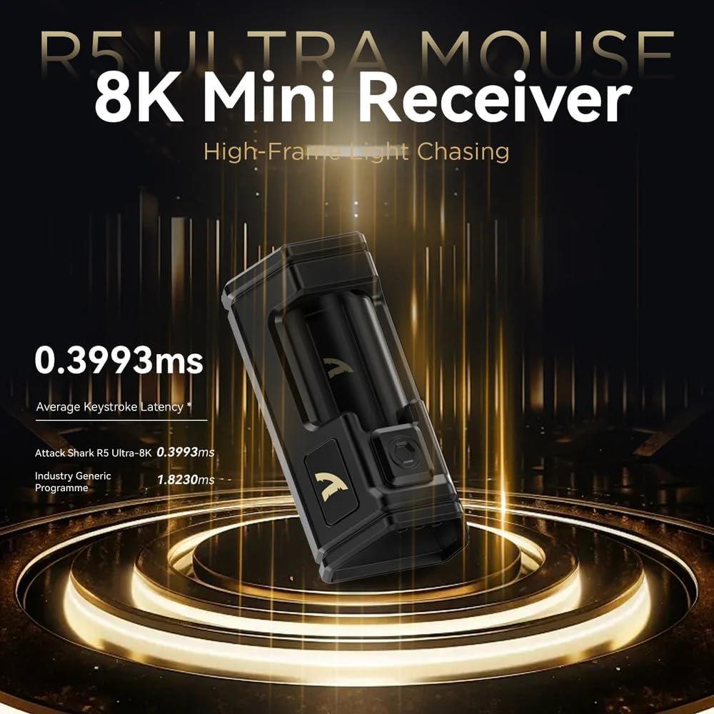 Attack Shark R5 Ultra 8K Carbon Fiber Wireless Gaming Mouse - Black