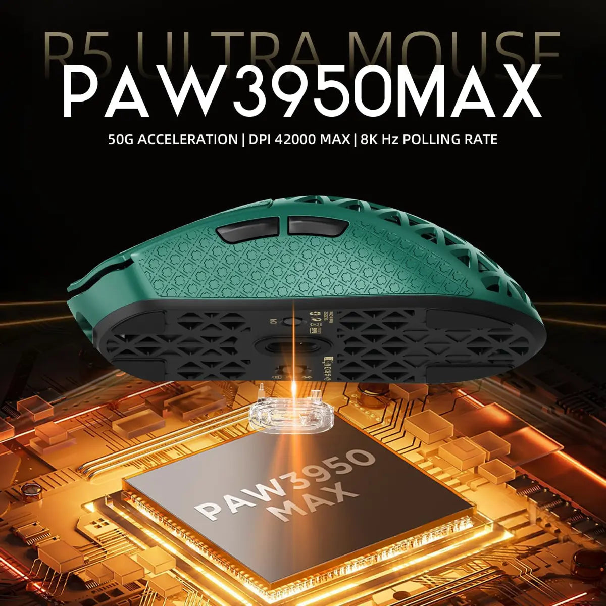 Attack Shark R5 Ultra 8K Carbon Fiber Wireless Gaming Mouse - Green