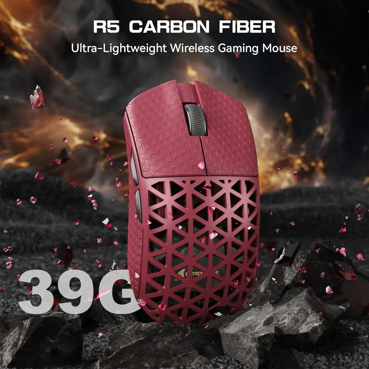 Attack Shark R5 Ultra 8K Carbon Fiber Wireless Gaming Mouse - Red