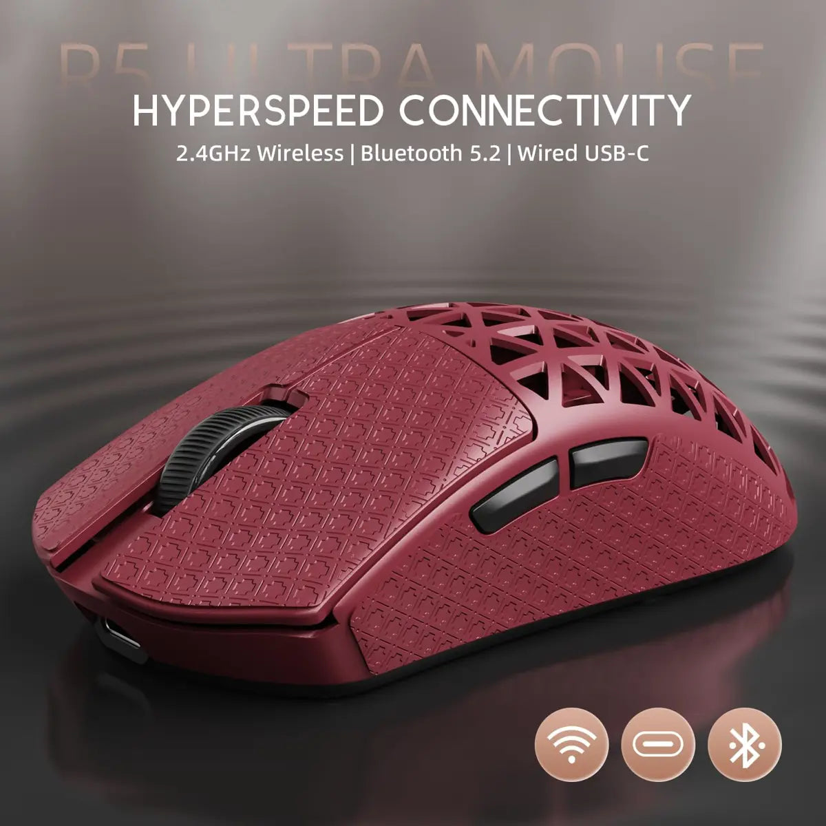 Attack Shark R5 Ultra 8K Carbon Fiber Wireless Gaming Mouse - Red