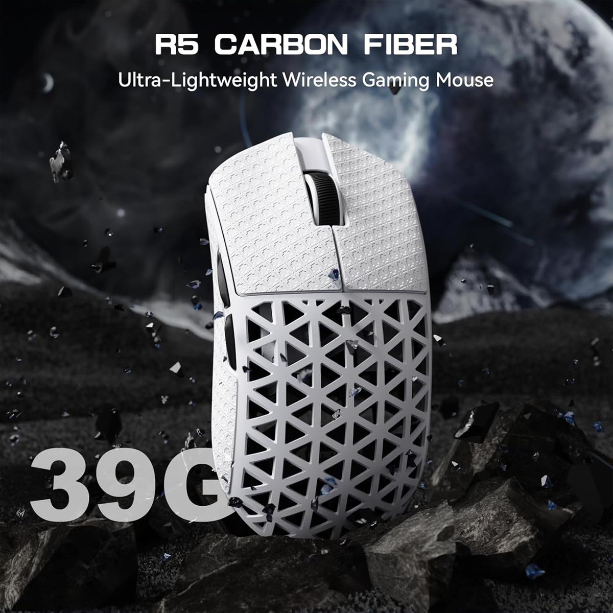 Attack Shark R5 Ultra 8K Carbon Fiber Wireless Gaming Mouse - White