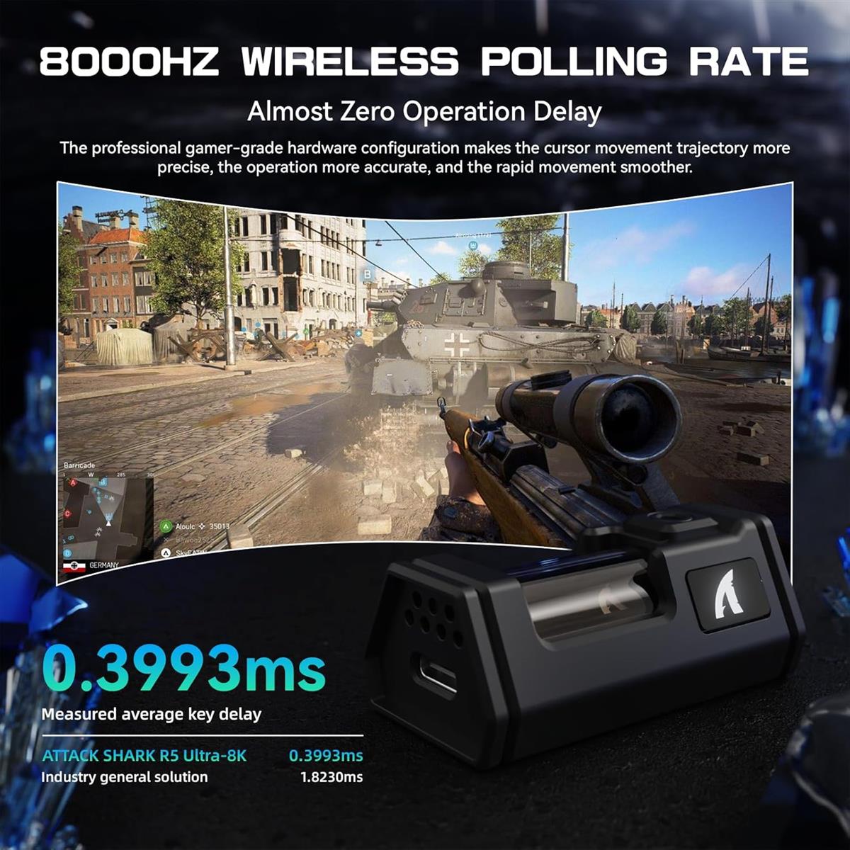 Attack Shark R5 Ultra 8K Carbon Fiber Wireless Gaming Mouse - White