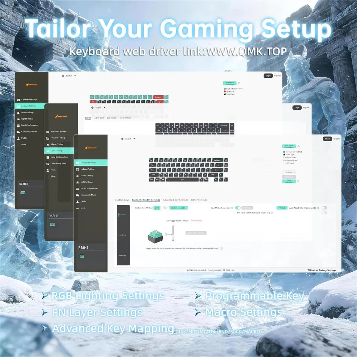 Attack Shark R68 HE Carbon Fiber 8000Hz Rapid Trigger Keyboard - Black