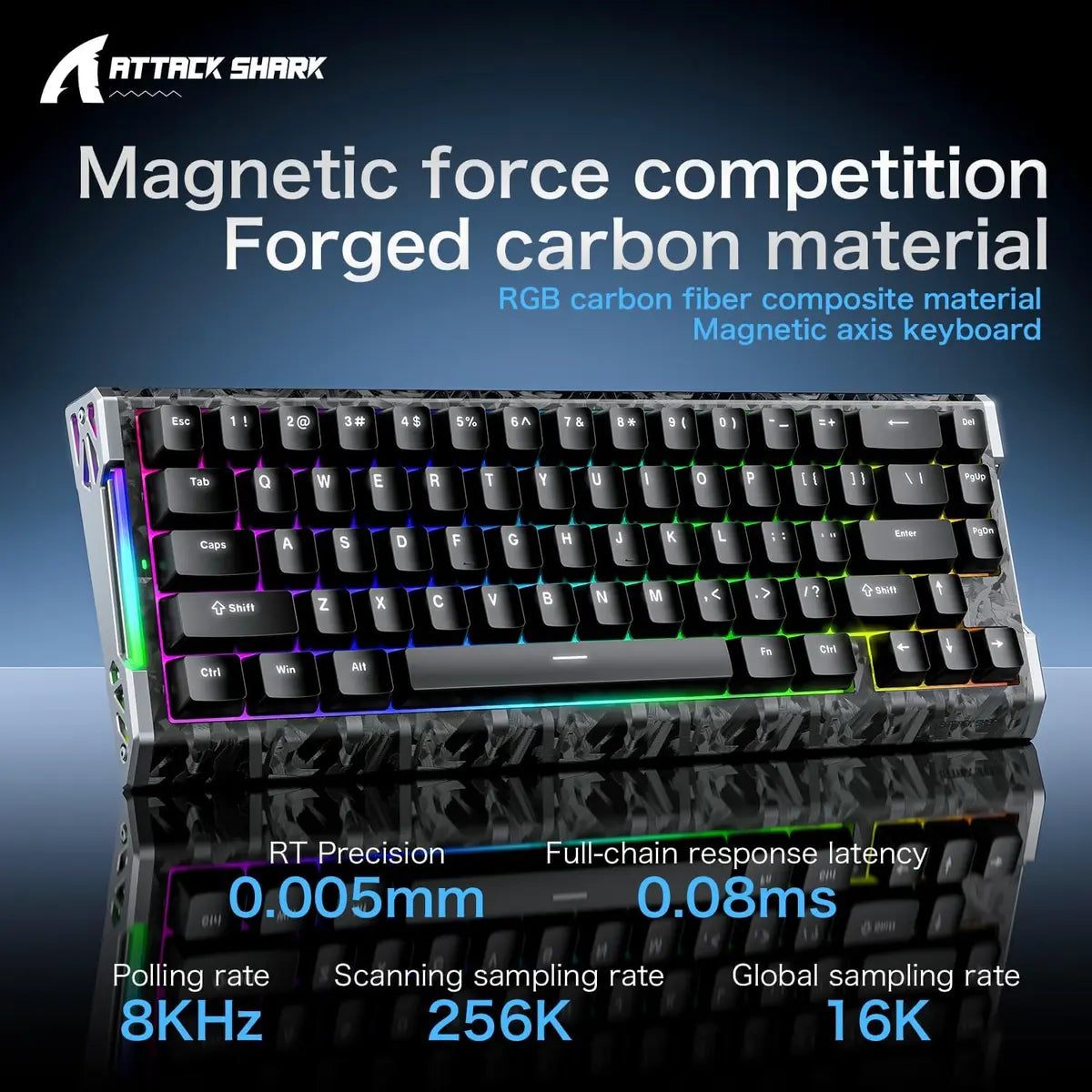 Attack Shark R68 HE Carbon Fiber 8000Hz Rapid Trigger Keyboard - Black