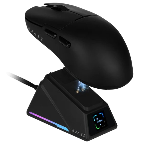 Ajazz AJ159 Apex Wireless 8K Gaming Mouse with Display Charging Dock - Black