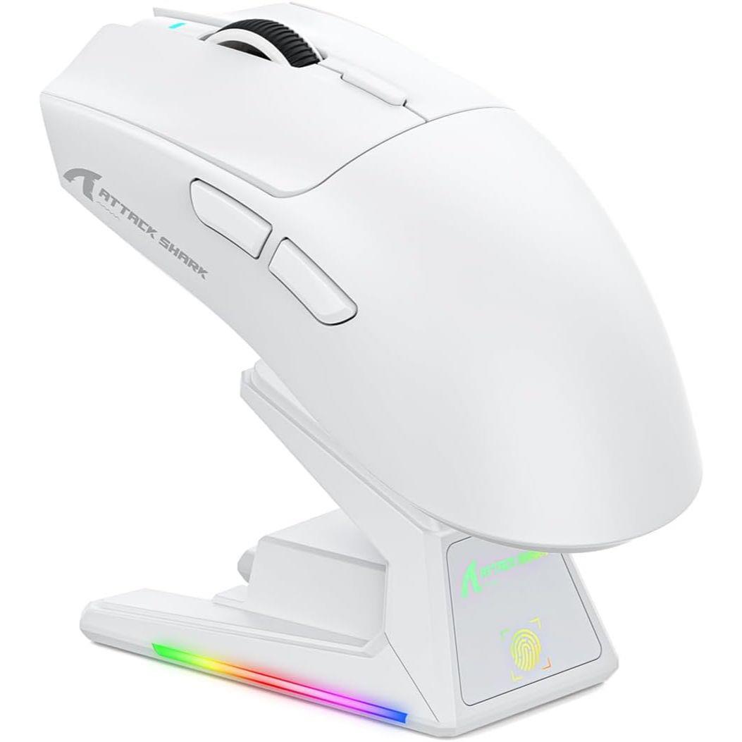 Attack Shark X1 Wireless Gaming Mouse with RGB Charging Dock - White
