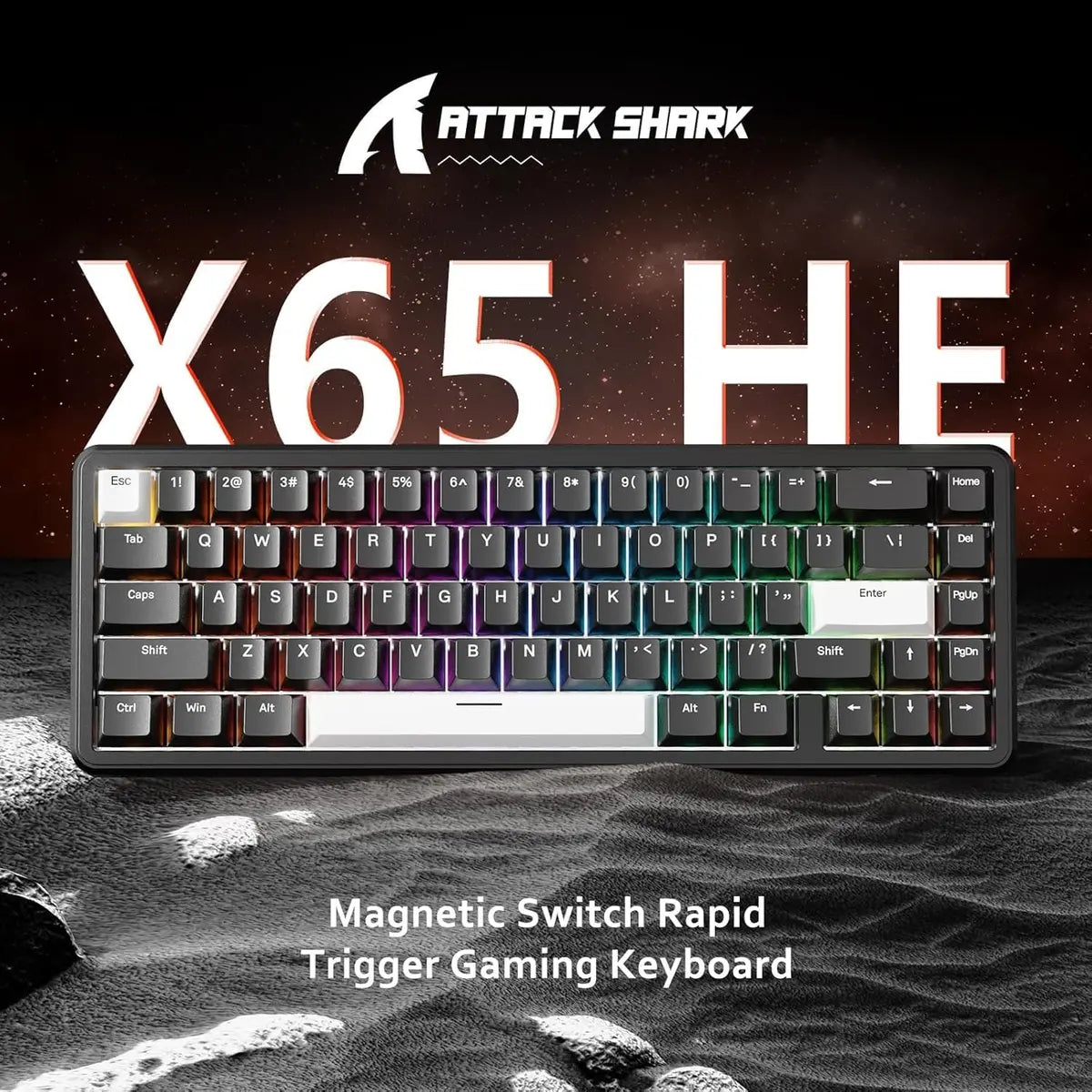 Attack Shark X65 HE Wired 65% Mechanical Gaming Keyboard - Black