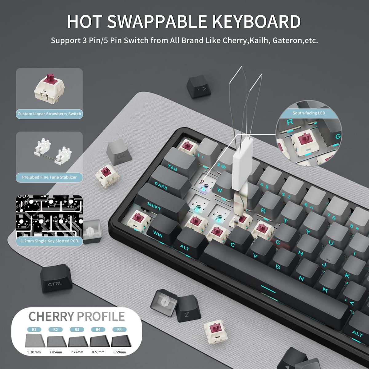 Attack Shark X66 Wireless Mechanical Gaming Keyboard - Moonlit Night - PakByte Computers  