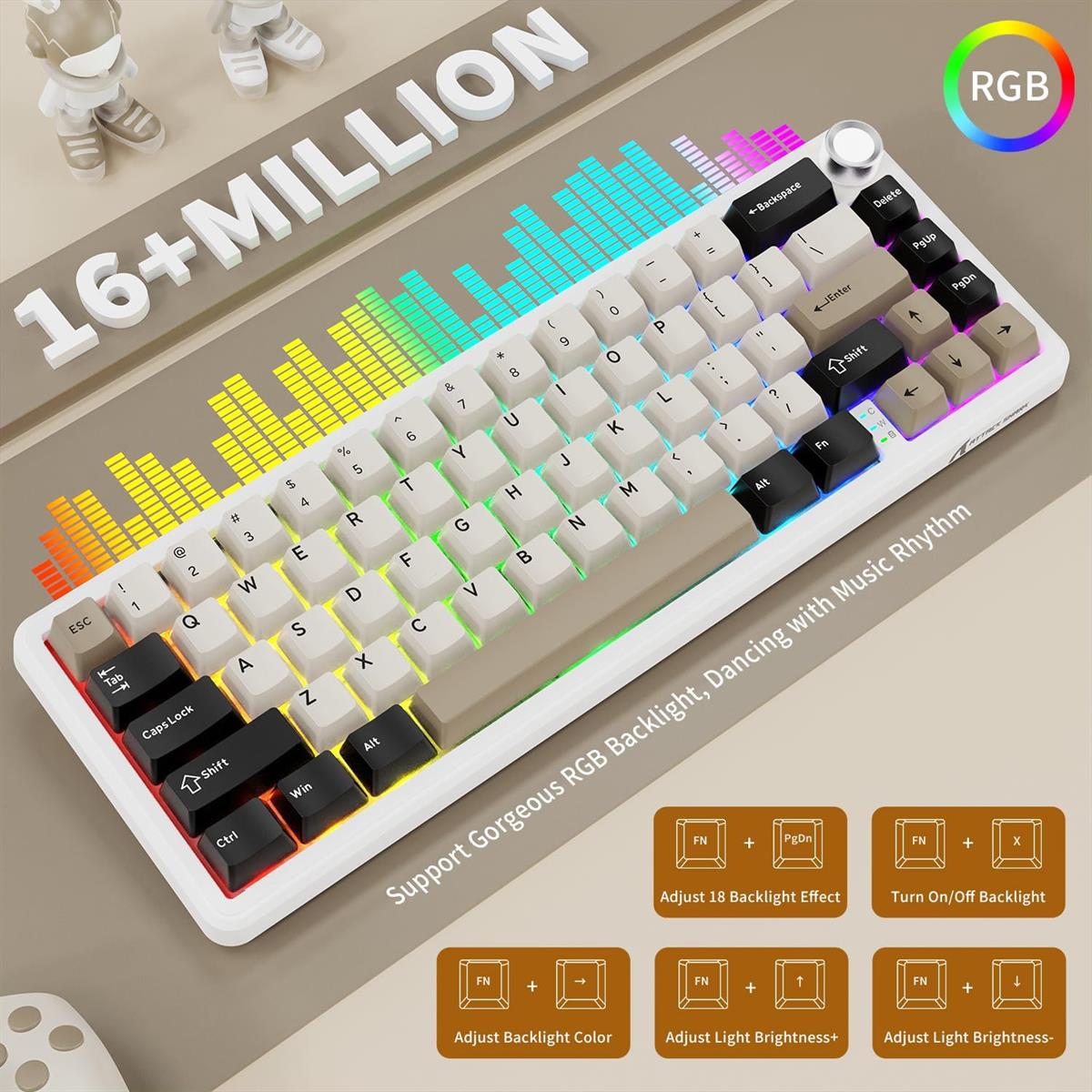 Attack Shark X66 Wireless Mechanical Gaming Keyboard - White Cheese - PakByte Computers  