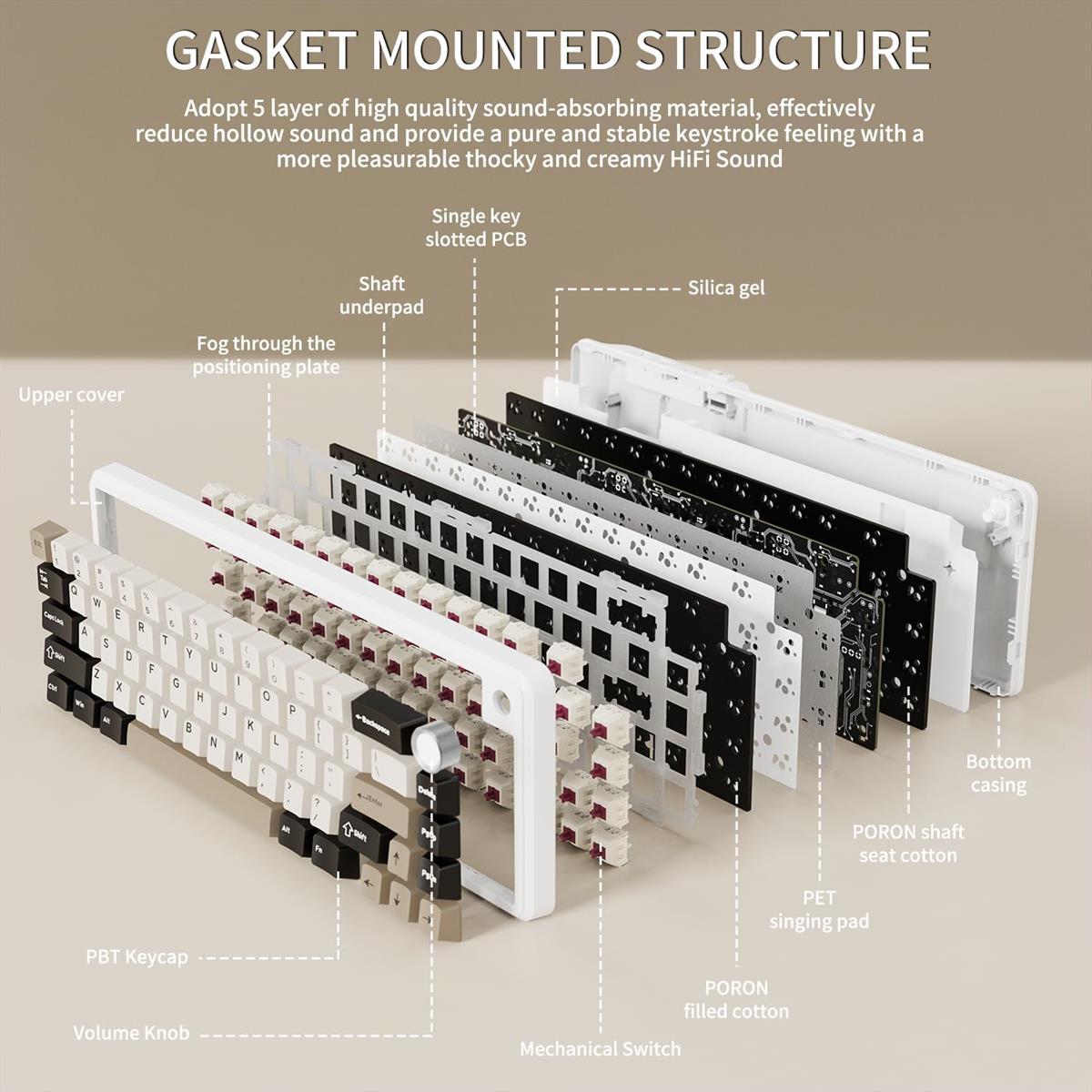 Attack Shark X66 Wireless Mechanical Gaming Keyboard - White Cheese - PakByte Computers  