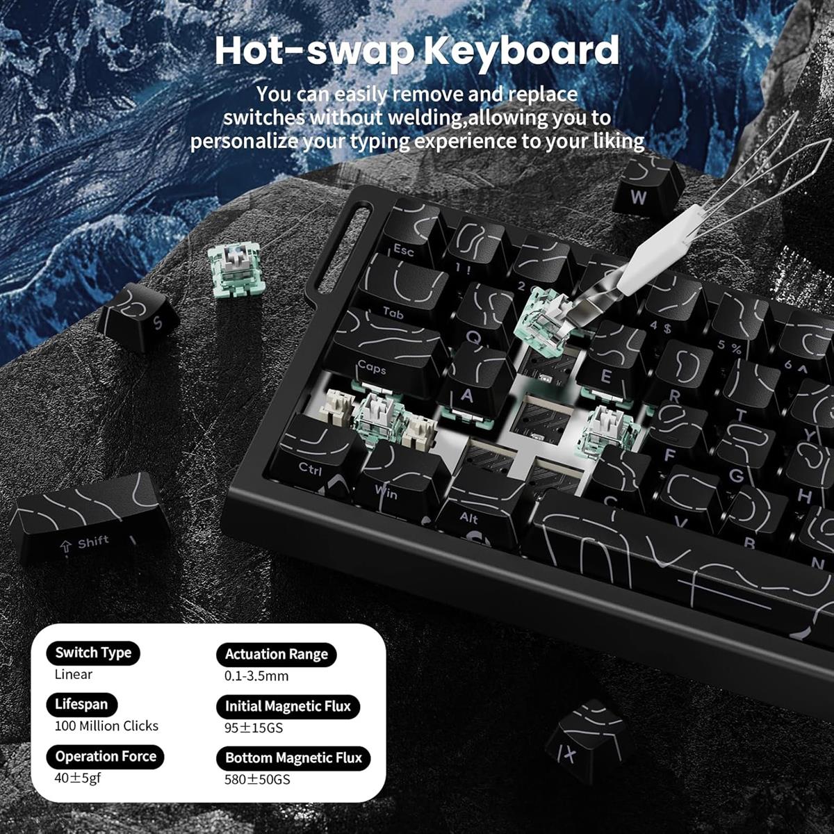 Attack Shark X68 HE 60% Wired Gaming Keyboard - Black Contours