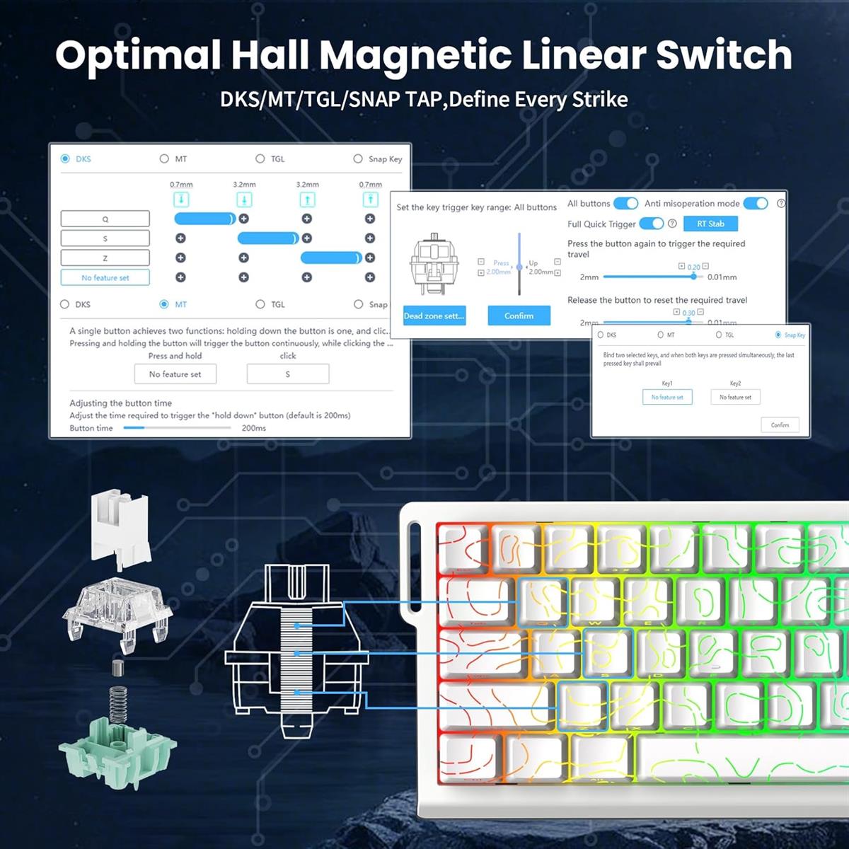 Attack Shark X68 HE 60% Wired Gaming Keyboard - White Contours - PakByte Computers  