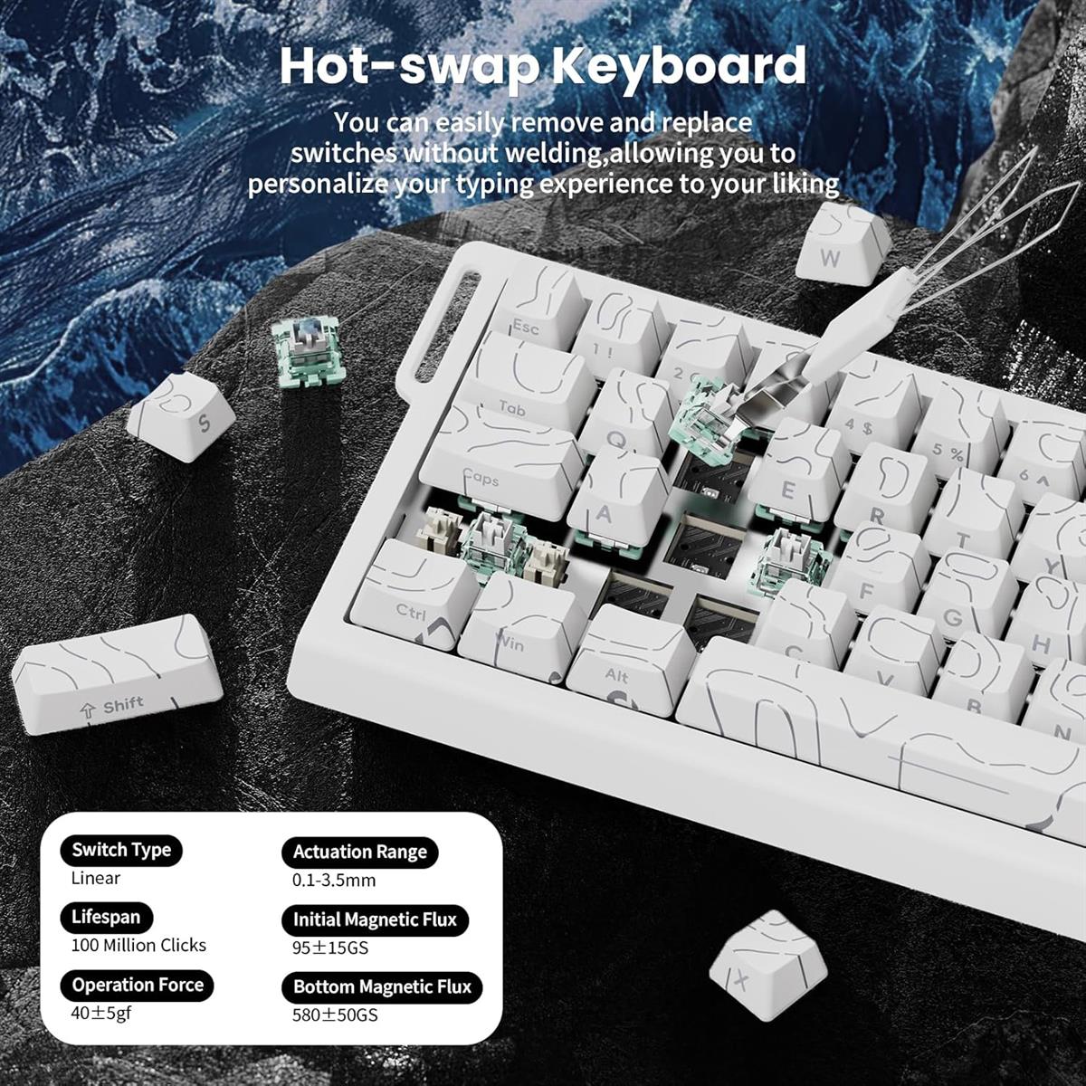 Attack Shark X68 HE 60% Wired Gaming Keyboard - White Contours - PakByte Computers  