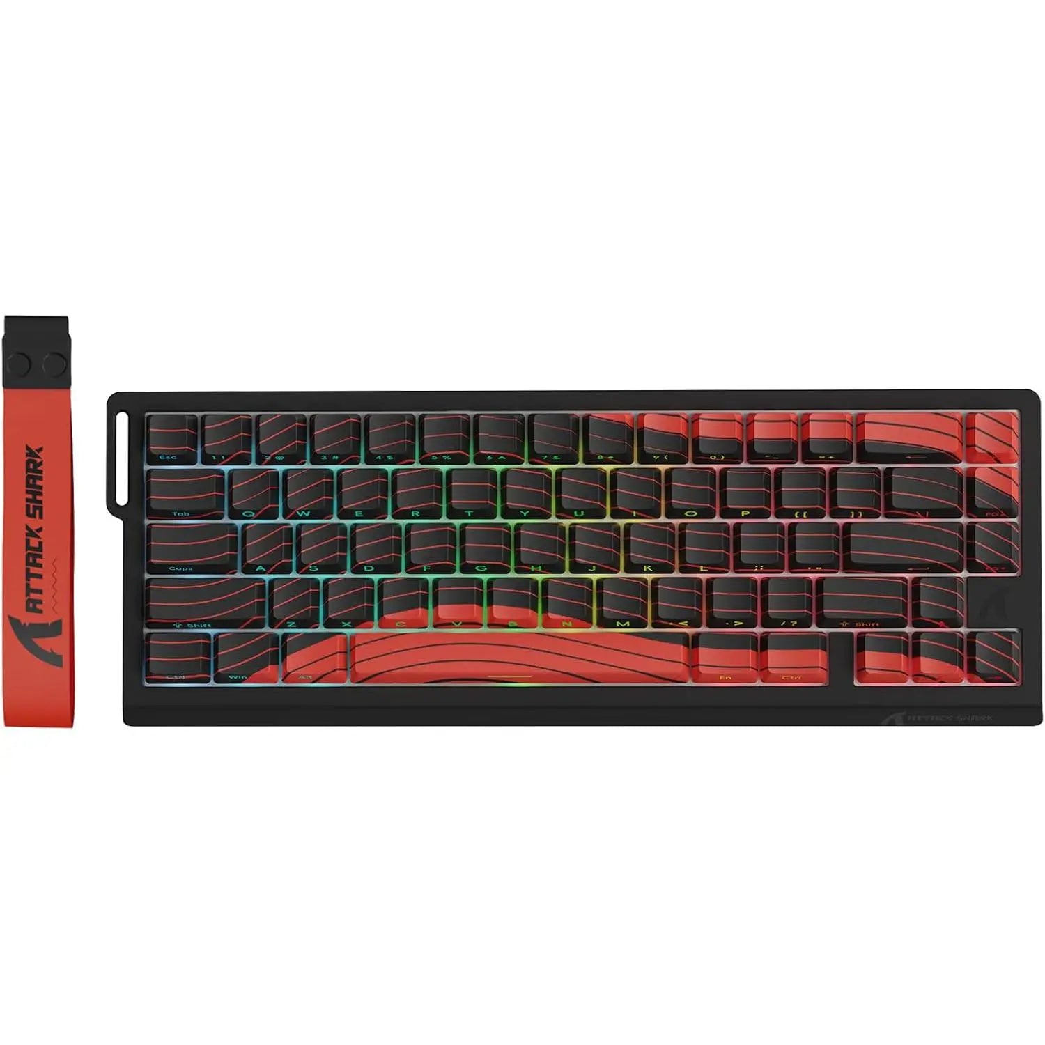 Attack Shark X68 PRO HE Wireless Rapid Trigger Gaming Keyboard - Black/Red Contour