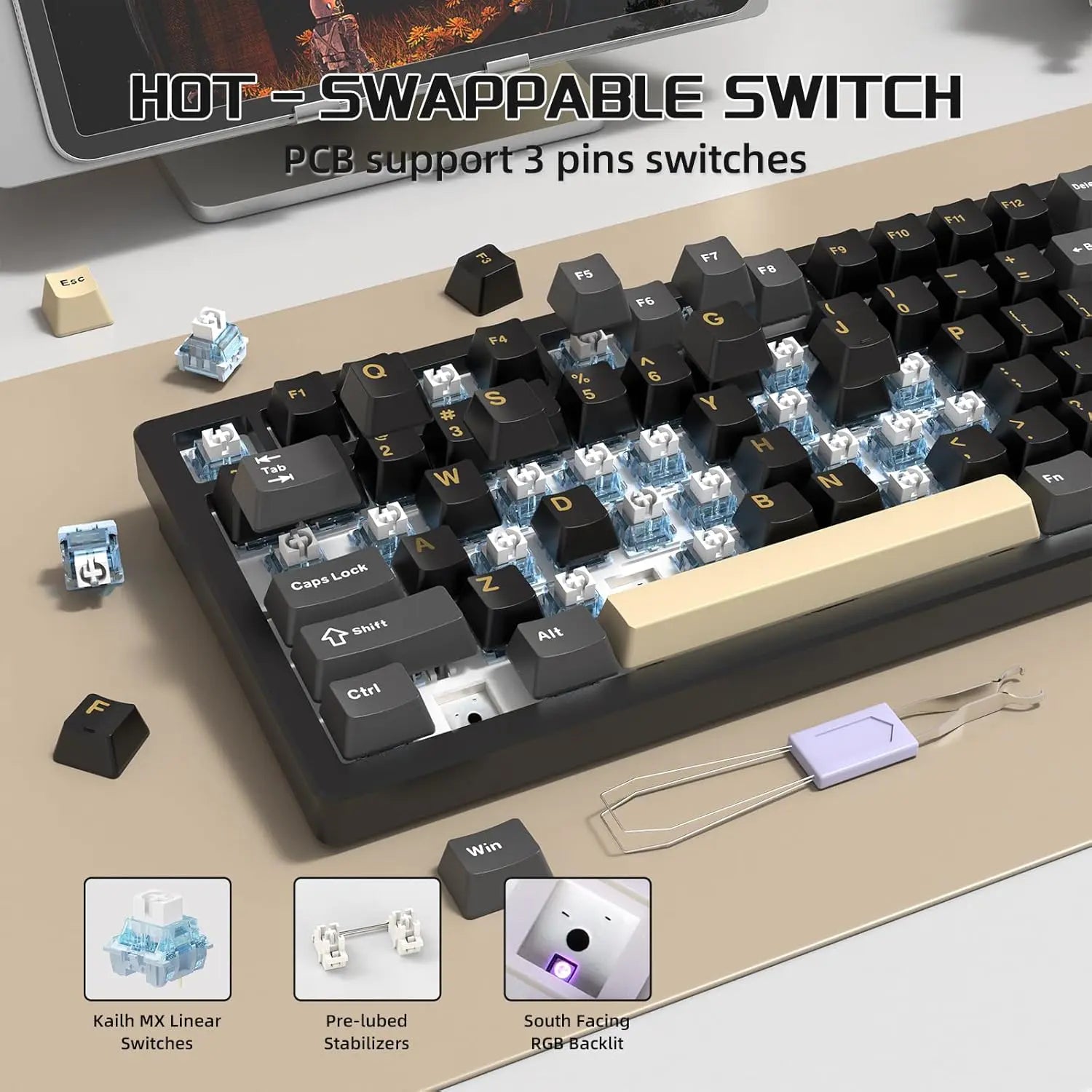 Attack Shark X75 Aluminum CNC Wireless Gaming Keyboard - Black - PakByte Computers  