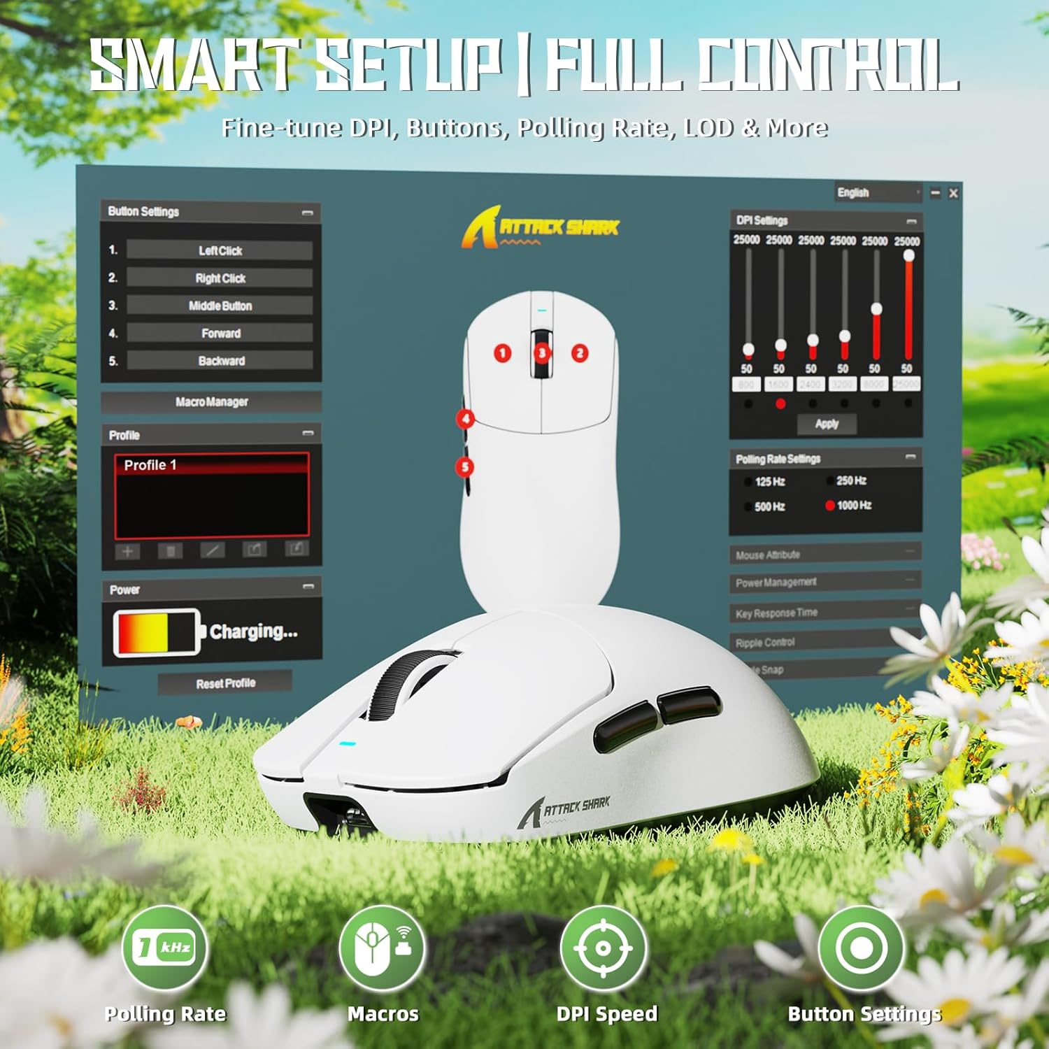 Attack Shark X8 SE Wireless Gaming Mouse - White
