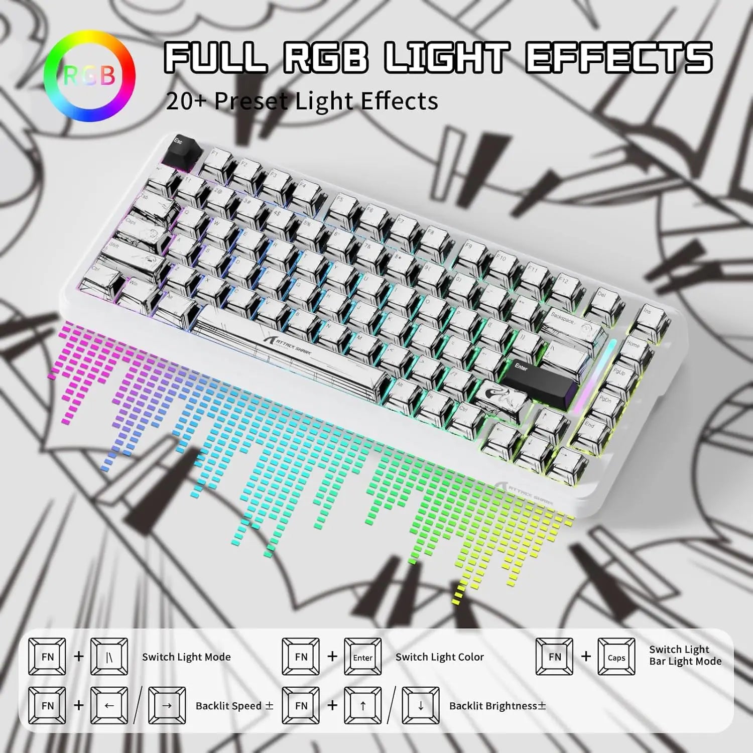 Attack Shark X82 Pro HE Wireless Gaming Keyboard - White Anime - PakByte Computers  