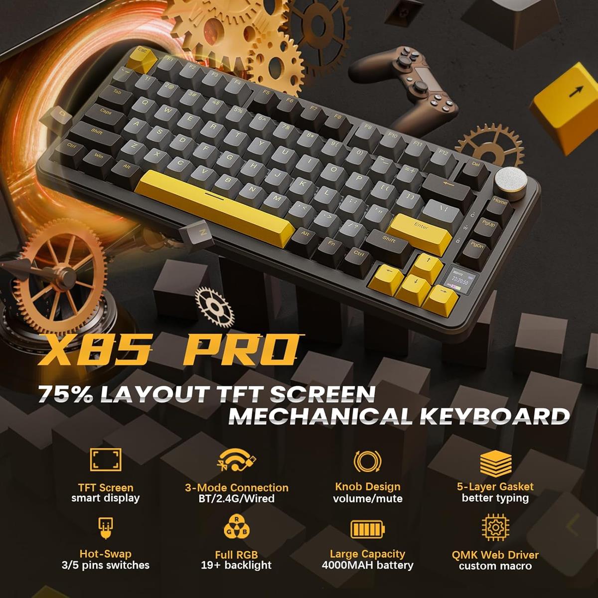 Attack Shark X85Pro Wireless Gaming Keyboard - Star Black
