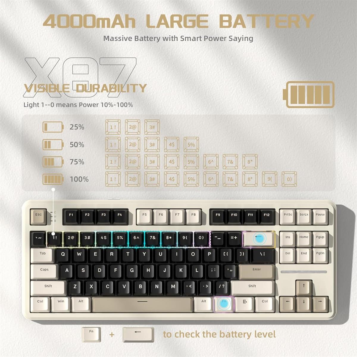 Attack Shark X87 Wireless Keyboard - Cheese White - PakByte Computers  