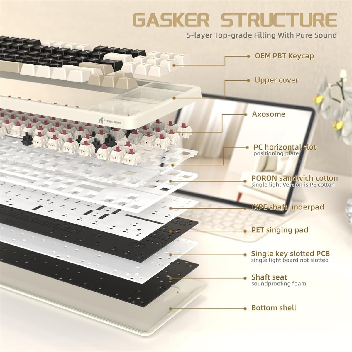 Attack Shark X87 Wireless Keyboard - Cheese White - PakByte Computers  