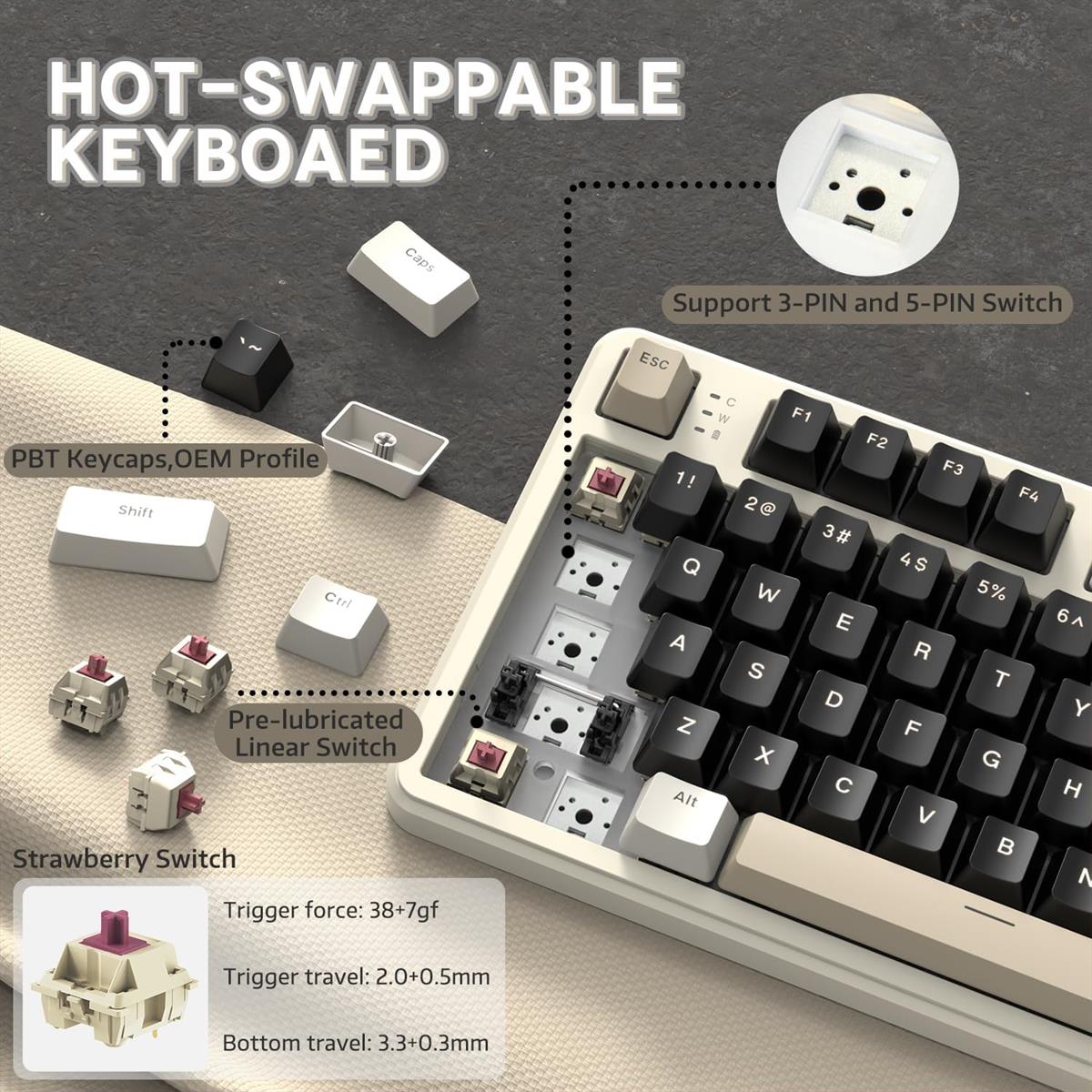 Attack Shark X87 Wireless Keyboard - Cheese White - PakByte Computers  