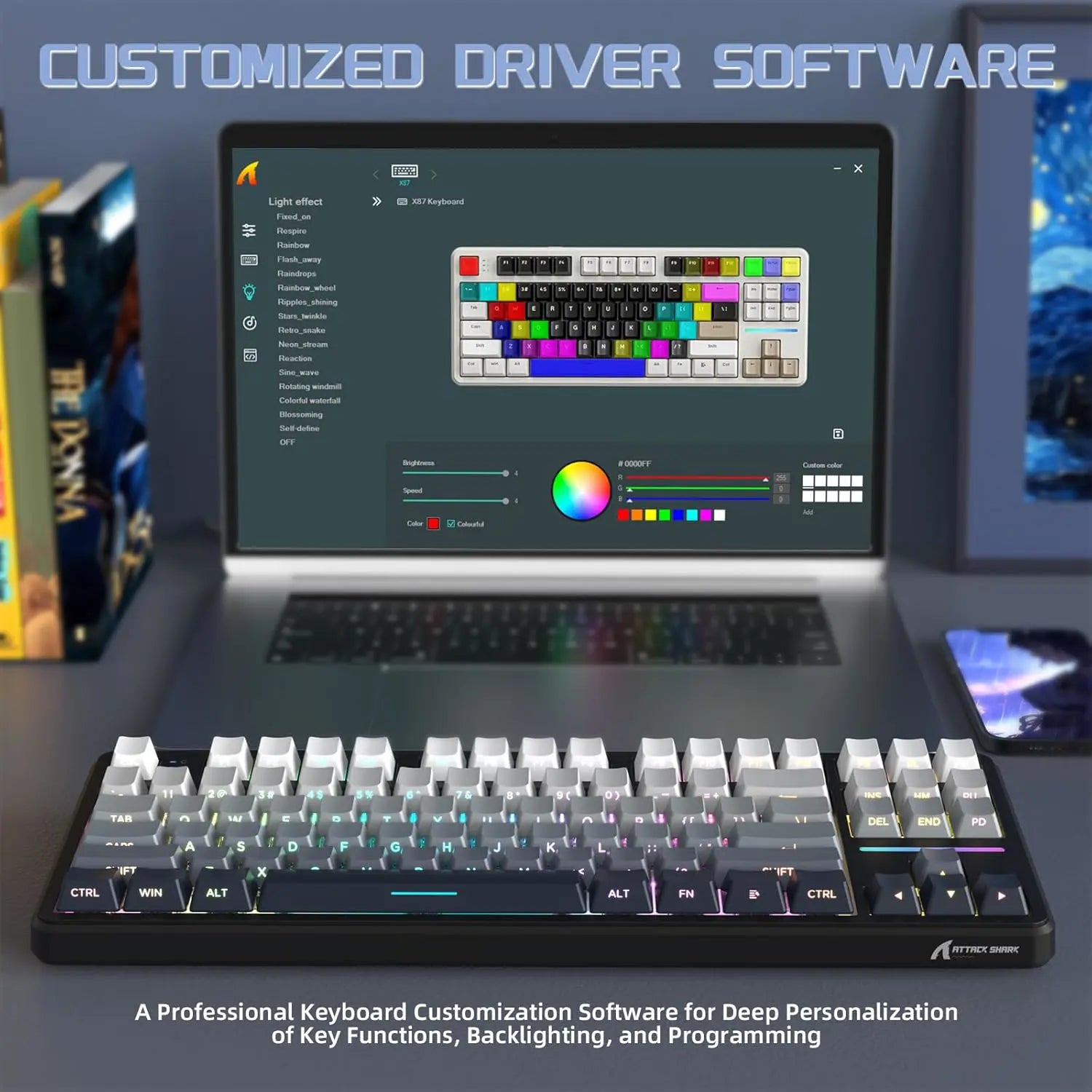 Attack Shark X87 75% TKL Wireless Keyboard - Moon Night - PakByte Computers  