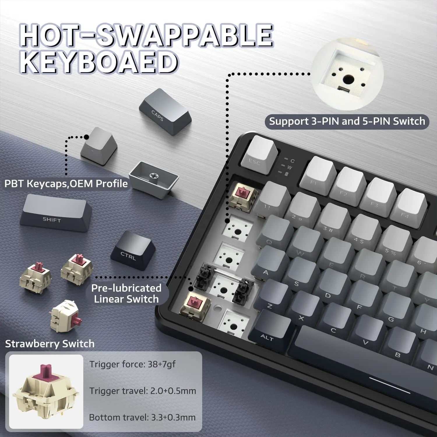 Attack Shark X87 75% TKL Wireless Keyboard - Moon Night - PakByte Computers  
