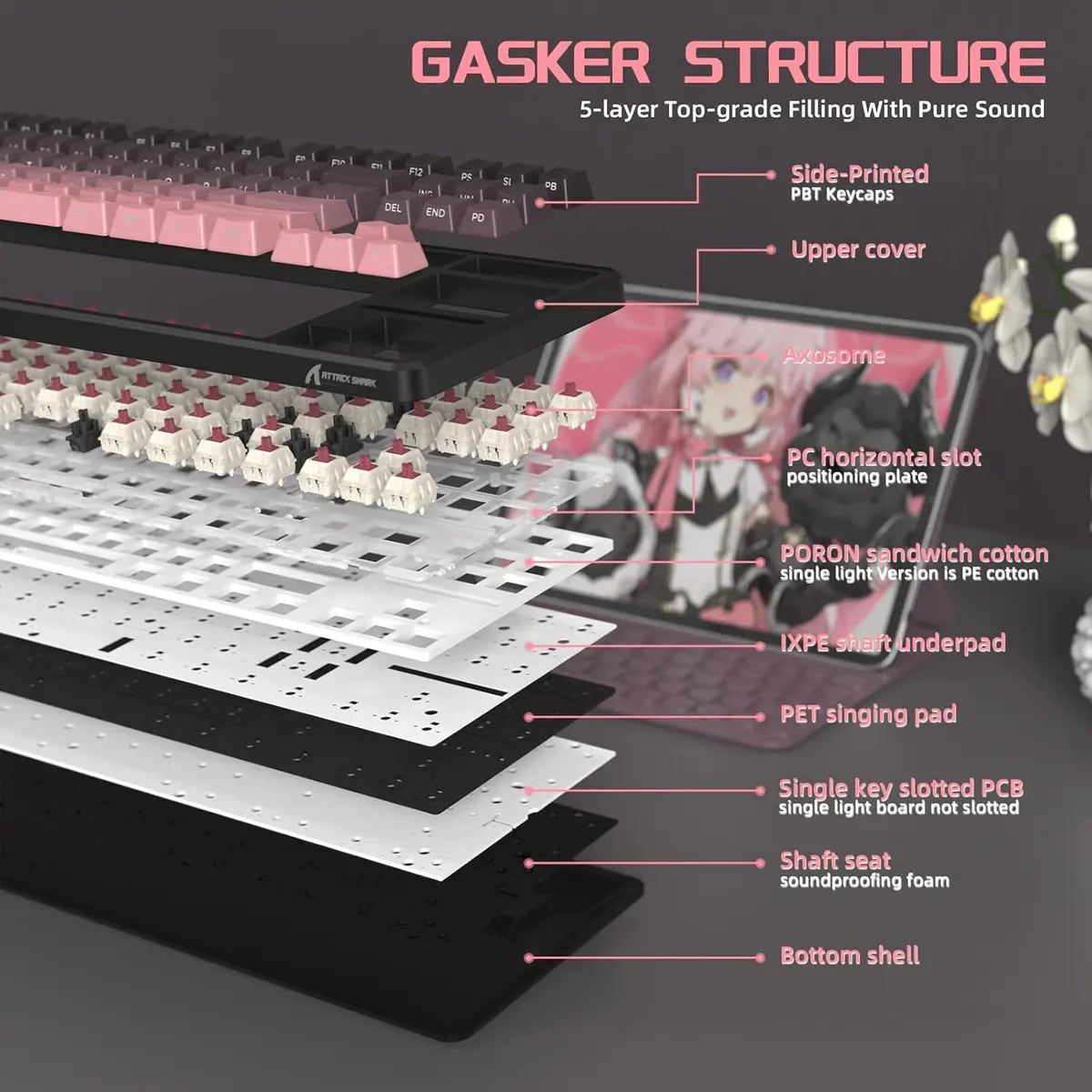 Attack Shark X87 75% Wireless Mechanical Keyboard - Blackberry