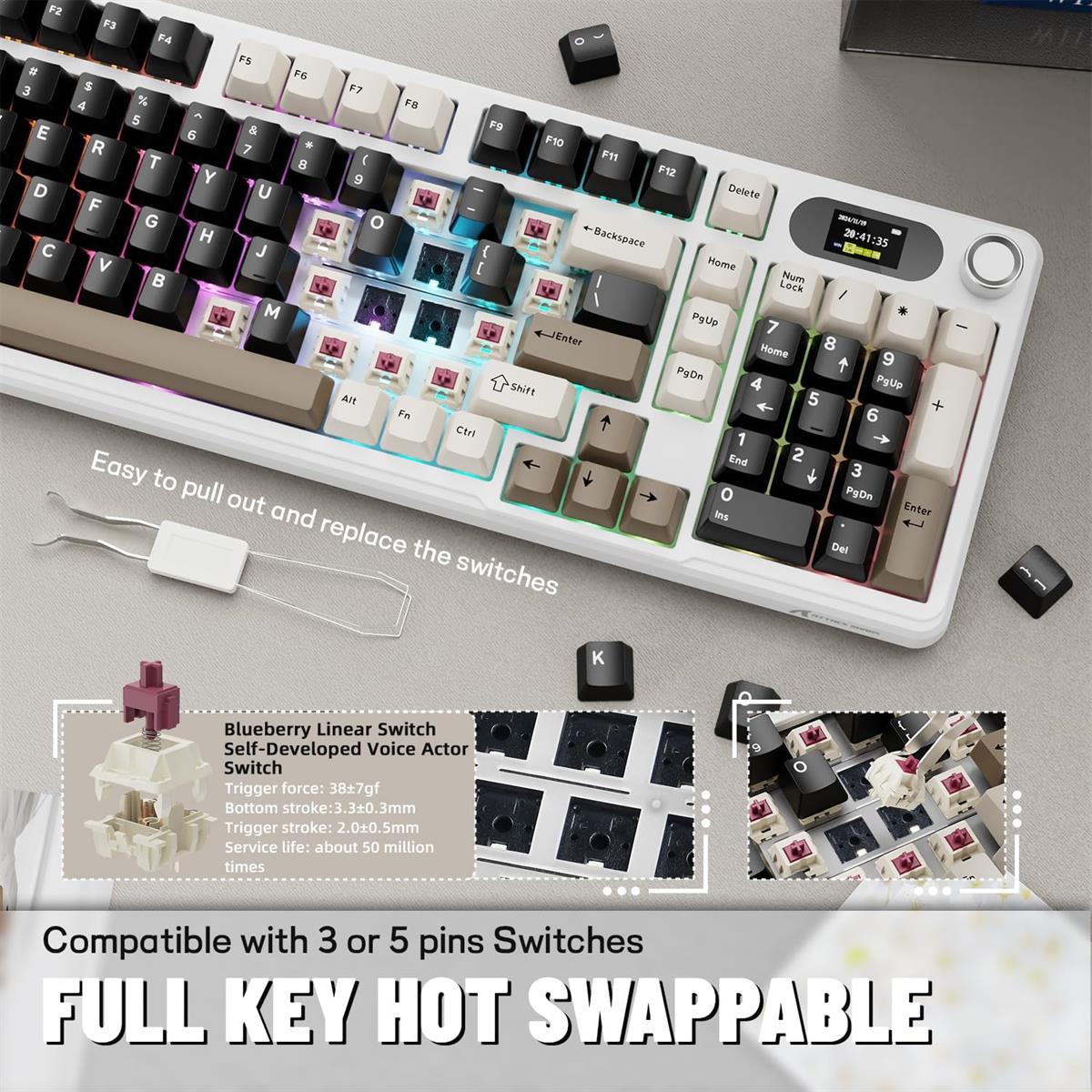 Attack Shark X98 Pro Wireless Mechanical Keyboard - Cheese White - PakByte Computers  