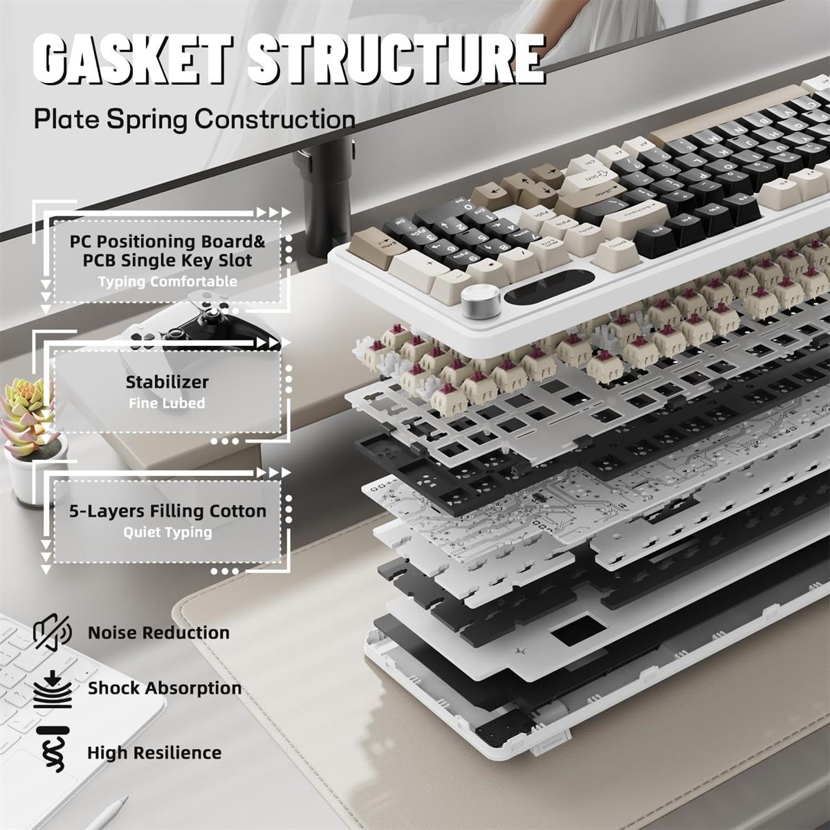 Attack Shark X98 Pro Wireless Mechanical Keyboard - Cheese White - PakByte Computers  