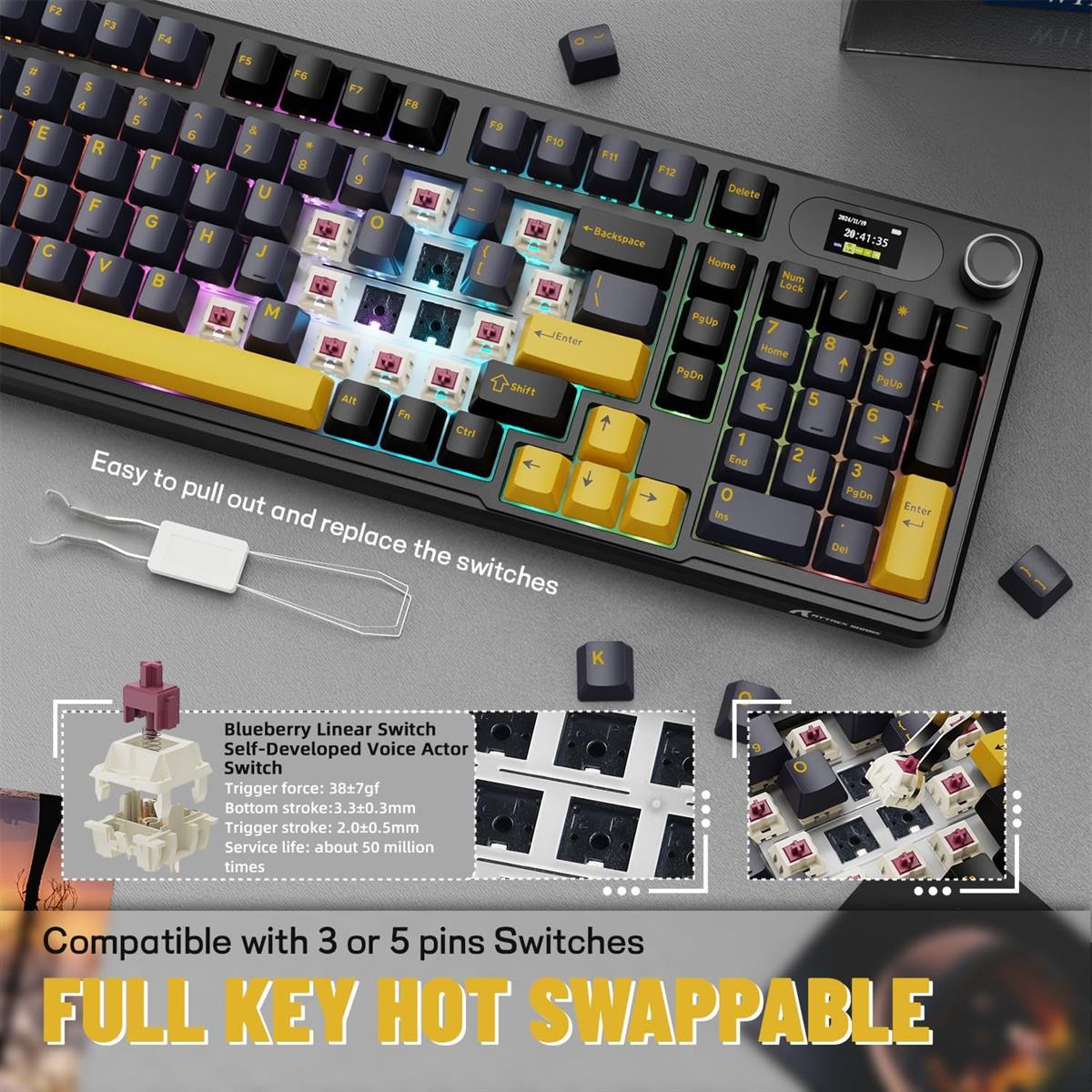 Attack Shark X98 Pro Wireless Mechanical Keyboard - Star Black - PakByte Computers  