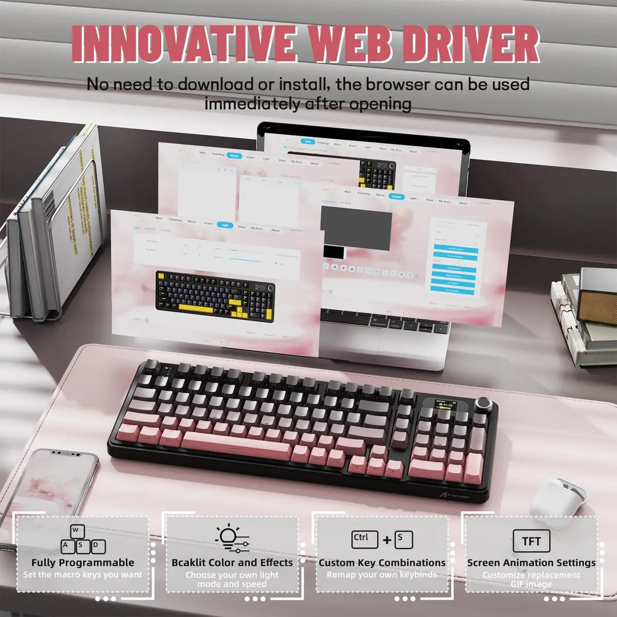 Attack Shark X98 Pro Tri-Mode Wireless Mechanical Keyboard - Blackberry