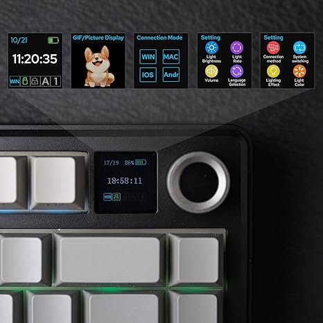 AULA F75 Max Wireless Keyboard with TFT Screen and Knob - Glacier White - PakByte Computers  
