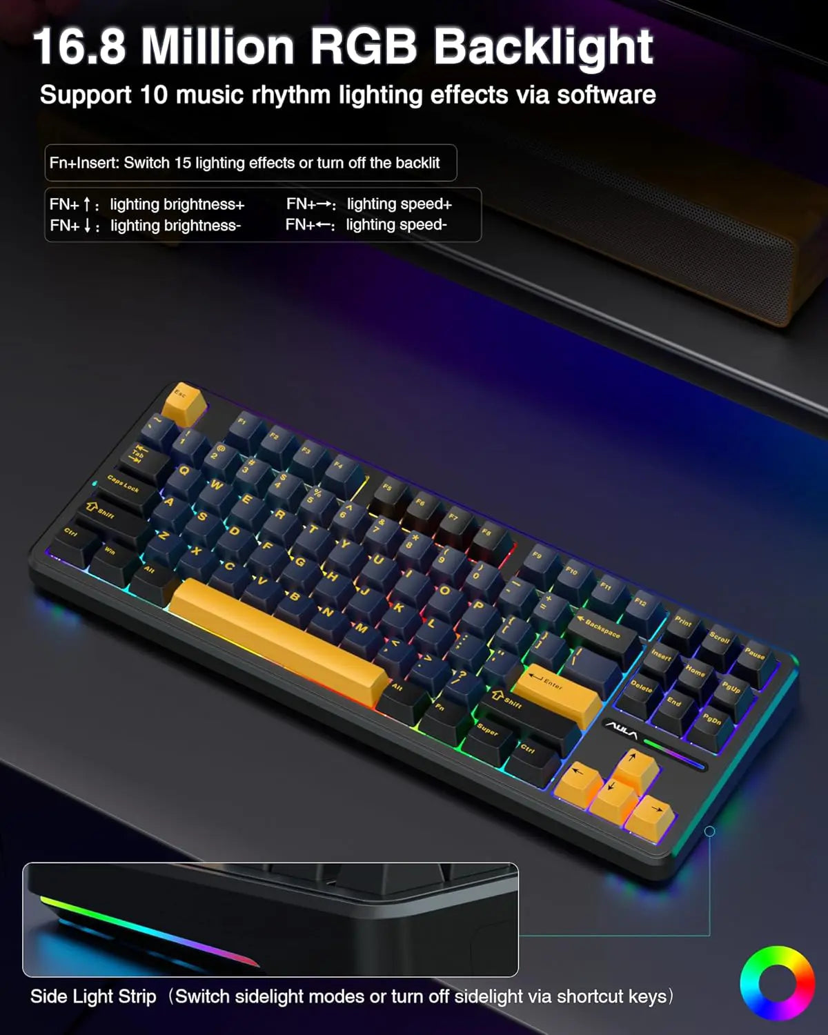 Aula F87 Wireless Mechanical 75% TKL Custom Hot Swappable Gaming Keyboards - Star Black