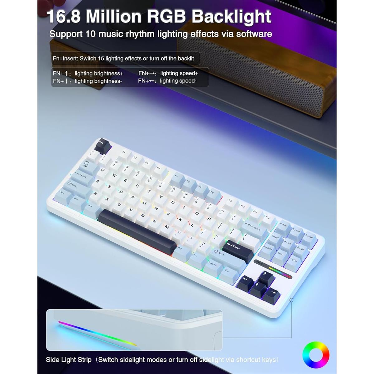 Aula F87 Wireless 75% TKL Custom Hot Swappable Keyboard - Glacier Blue - PakByte Computers  