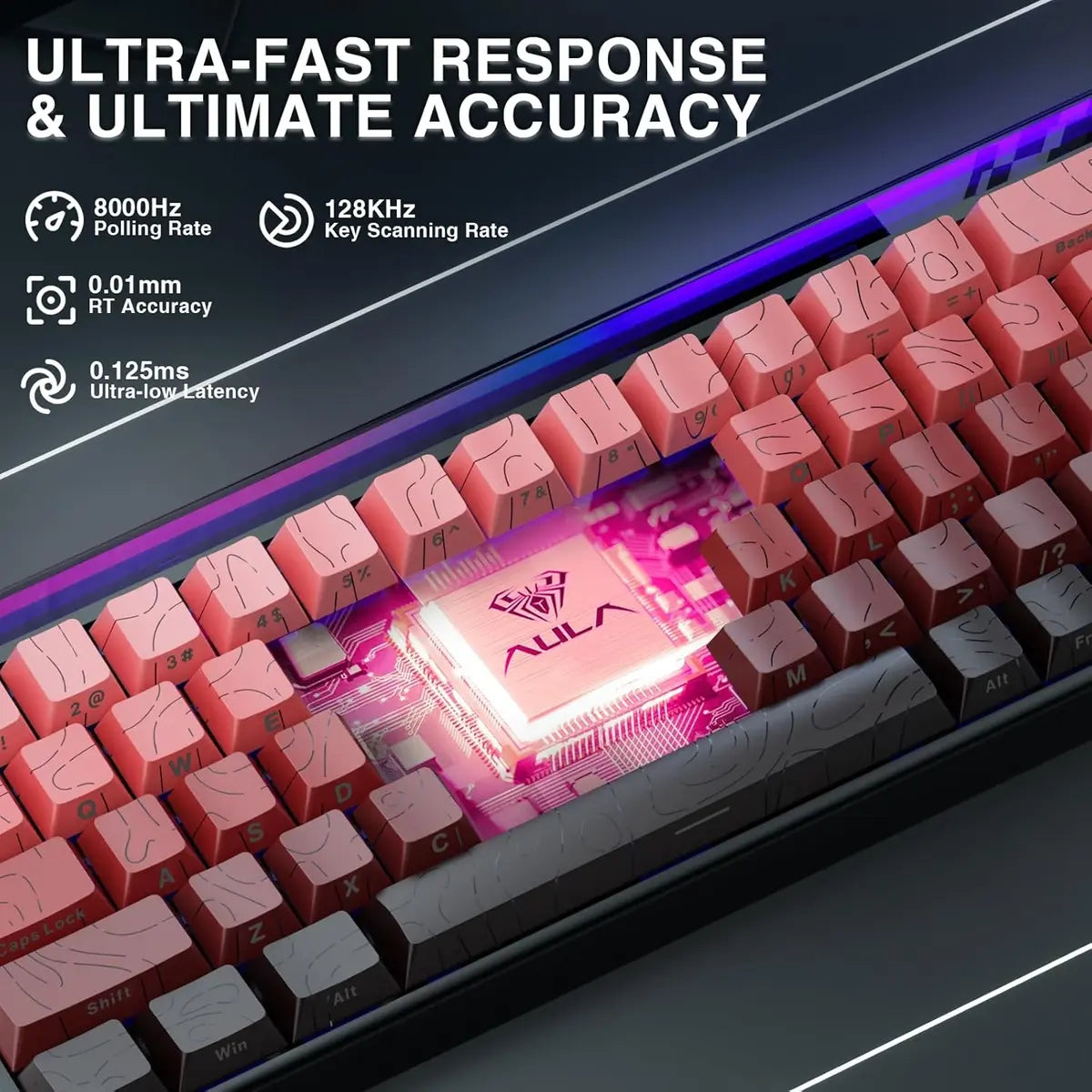 Aula Hero 68 HE Wired Side Engraved Gaming Keyboard - Gradient Black/Red
