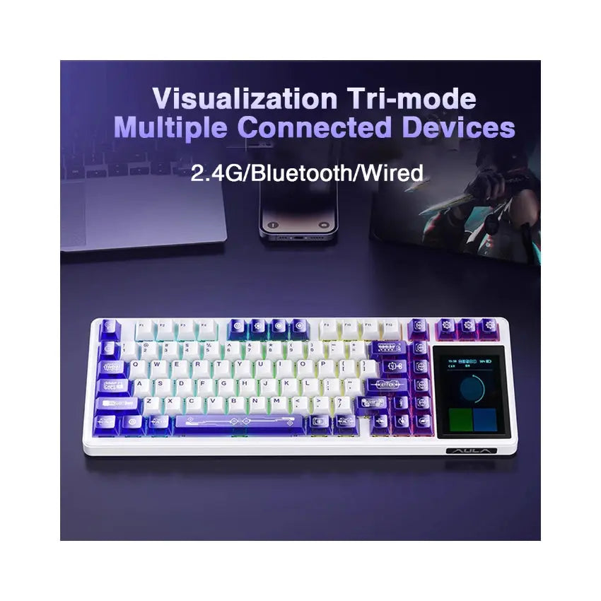 Aula L99 Wireless Mechanical Gaming Keyboard - Blue Rain Cotton Candy Switch