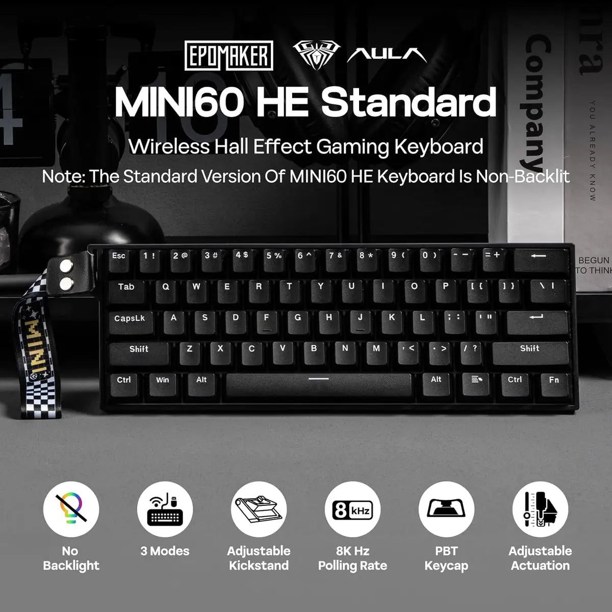 Aula MINI60 HE Hall Effect Gaming Keyboard - Black Leobog  Stormrise/Wind cloud  Magnetic Switch