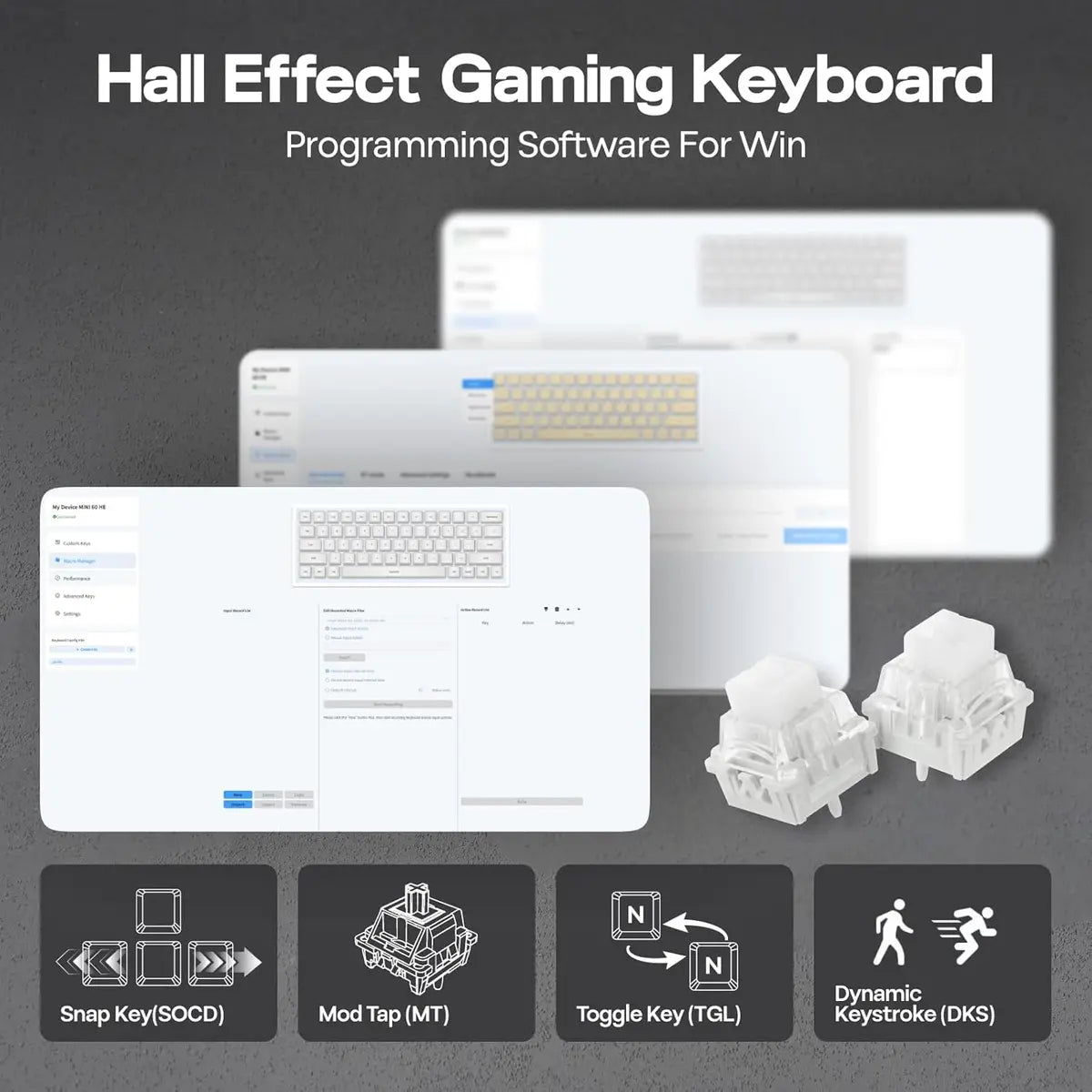 Aula MINI60 HE Hall Effect Gaming Keyboard - Black Leobog  Stormrise/Wind cloud  Magnetic Switch