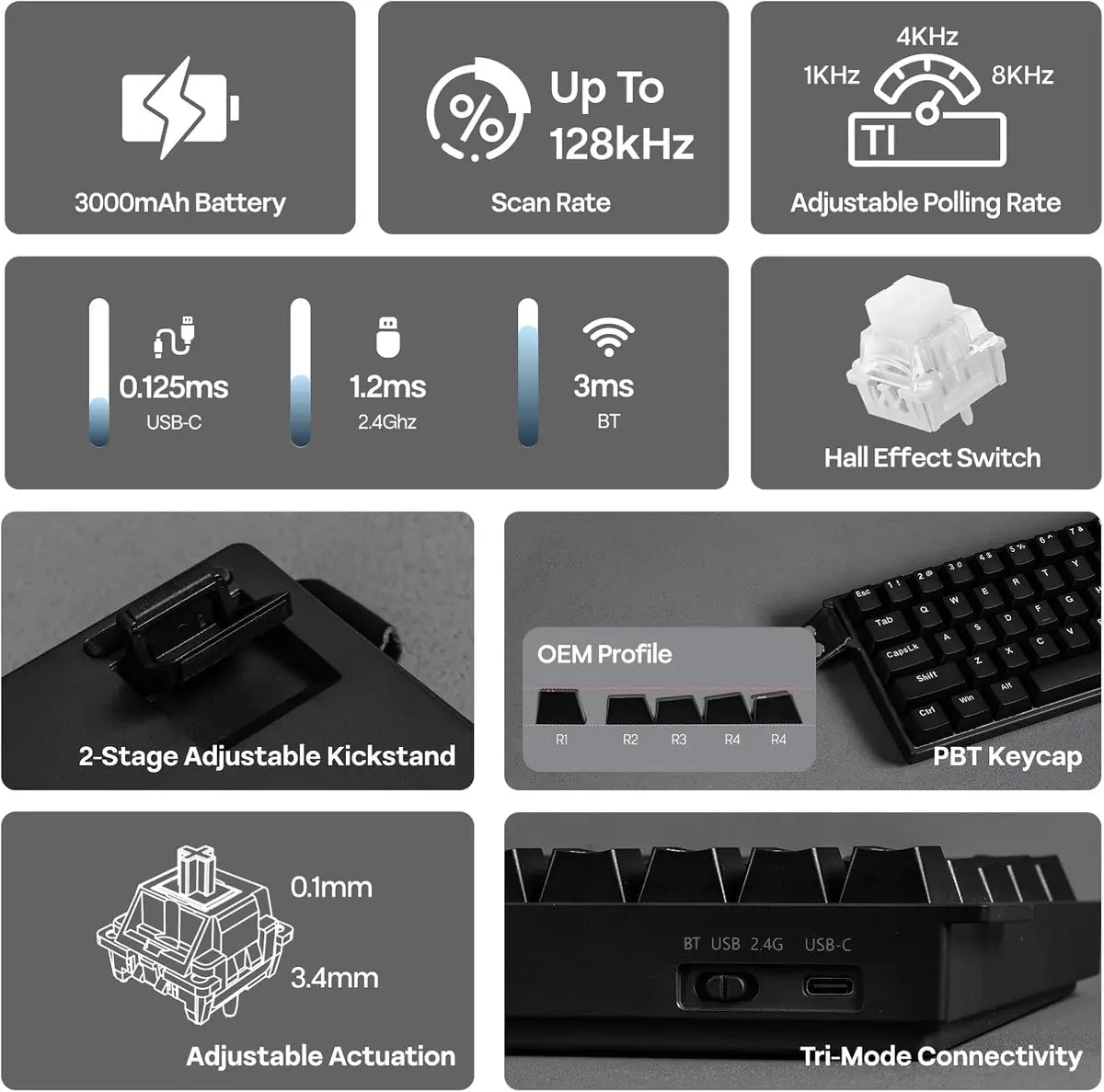 Aula MINI60 HE Hall Effect Gaming Keyboard - Black Leobog  Stormrise/Wind cloud  Magnetic Switch