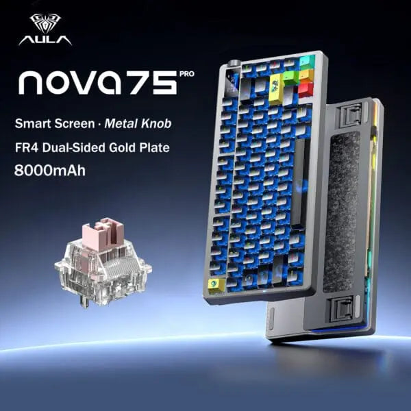 Aula Nova75 Mechanical Gaming Keyboard - Black Translucent - Phantom Cherry Switch