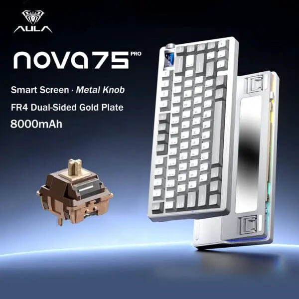 Aula Nova75 Mechanical Gaming Keyboard - White/Gray Caramel Latte Switch